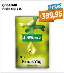Çotanak Fındık Yağı 3 lt