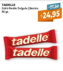 Tadelle Fındık Dolgulu 30 gr Sütlü Çikolata