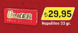 Ülker Napoliten Sütlü Çikolata 33 gr