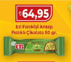 Eti Fıstıkişi Antep Fıstıklı Çikolata Bar 50 gr
