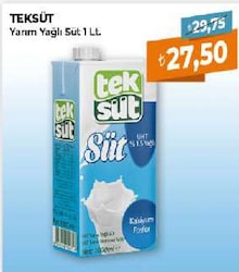 Teksüt Yarım Yağlı UHT Süt 1 lt
