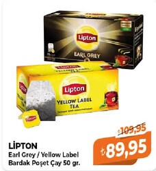 Lipton Earl Grey/Yellow Label Bardak Poşet Çay 50 gr