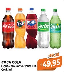 Coca Cola Light/Zero/Fanta/Sprite Çeşitleri 1 lt