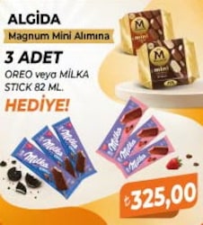 Algida Magnum Mini Çeşitleri-Oreo/Milka Stick 82 ml Hediye