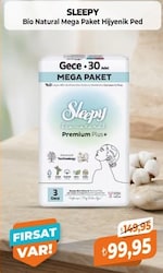 Sleepy Bio Natural Mega Paket Hijyenik Ped 30'lu