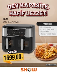Hutt D10 Çift Hazneli Air Fryer 4.5+4.5 lt Yağsız Fritöz