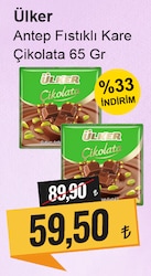 Ülker Antep Fıstıklı Kare Çikolata 65 gr