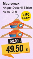 Macromax Ahşap Desenli Elbise Askısı 3'Lü