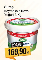 Sütaş Kaymaksız Kova Yoğurt 3 kg