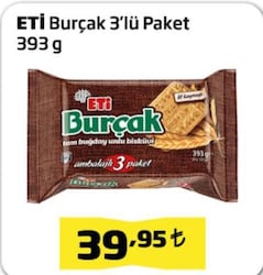 Eti Burçak Klasik Bisküvi 3x131 gr