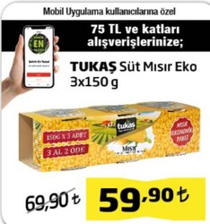 Tukaş Süt Mısır Eko 3x150 g