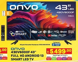 Onvo 43OV6000F 43 inç Full HD Android 13 Smart Led Tv