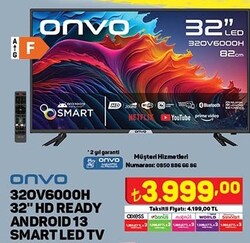 Onvo 32OV6000H 32 inç HD Ready Android 13 Smart Led Tv