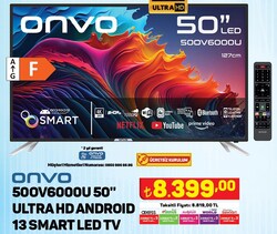 Onvo 50OV6000U 50 inç Ultra HD Android 13 Smart Led TV