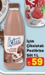 İçim Çikolatalı 1 lt Şişe Pastörize Süt