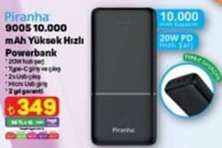 Piranha 9005 10000 mAh Hızlı Şarj Powerbank
