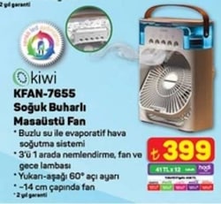 Kiwi KFAN-7655 3in1 Buharlı Masaüstü Vantilatör