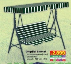 Gölgelikli Salıncak 172x152x108 cm