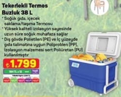 Tekerlekli Termos Buzluk 38 l