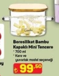 Borosilikat Bambu Kapaklı Mini Tencere 700 ml