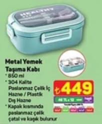 Metal Yemek Taşıma Kabı 850 ml
