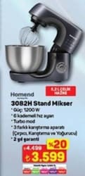 Homend Profashion 3082H 1200 W 5.2 lt Stand Mikser
