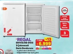 Regal DD-143 3 Çekmeceli Derin Dondurucu