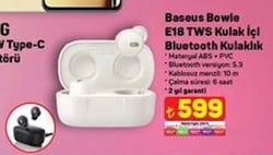 Baseus Bowie E18 TWS Kulak İçi Bluetooth Kulaklık