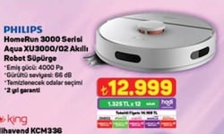 Philips HomeRun 3000 Serisi Aqua XU3000/02 Beyaz Akıllı Robot Süpürge
