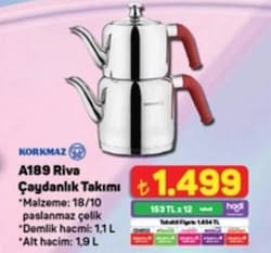 Korkmaz Riva Çelik Çaydanlık