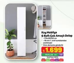 Kzy Mobilya 6 Raflı Çok Amaçlı Dolap Beyaz