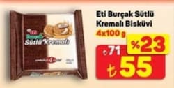 Eti Burçak Sütlü Kremalı Bisküvi 4x100 gr