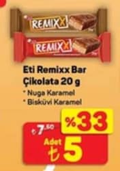 Eti Remixx Karamelli Çikolatalı Nuga Bar 20 G