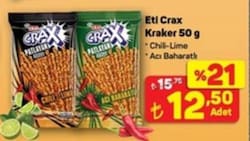 Eti Crax Patlayan Lezzet 50 gr Acı Baharatlı Çubuk Kraker