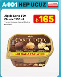 Algida Carte d'Or Classic 1105 ml İsviçre Çikolatası-Karamel-Çikolata Parçalı Muz 
