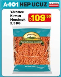 Yöremce Kırmızı Mercimek 2.5 kg