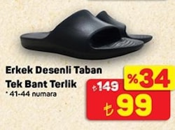 Juno Desenli Taban Tek Bant Erkek Terlik Siyah
