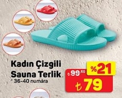 Juno Çizgili Kadın Sauna Terliği Turkuaz