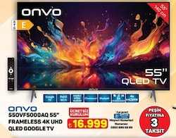 Onvo 55OVF5000AQ Frameless 4K Ultra HD 55' 140 Ekran Uydu Alıcılı Google Smart QLED TV