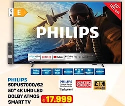 Philips 50PUS7000 4K Ultra HD 50' 127 Ekran Uydu Alıcılı Smart LED TV