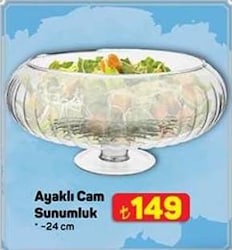 Ayaklı Cam Sunumluk 24 cm 