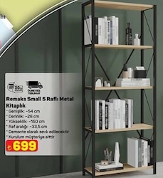 Remaks Small 5 Raflı Metal Kitaplık