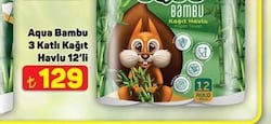 Aqua Bambu 3 Katlı 12'li Kağıt Havlu