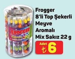 Frogger Meyve Aromalı Top Sakız 8'li 22 G