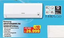 Samsung AR35 White AR12TXHQBWK A++ 12000 BTU Inverter Duvar Tipi Klima