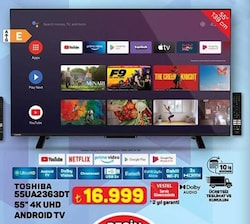 Toshiba 55UA2363DT 4K Ultra HD 55' 140 Ekran Uydu Alıcılı Android Smart LED TV