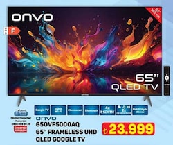 Onvo 65OVF5000AQ Frameless 4K Ultra HD 65' 165 Ekran Uydu Alıcılı Google Smart QLED TV