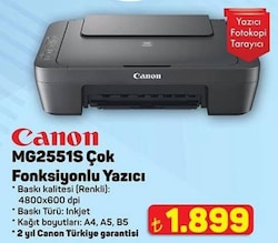 Canon Pixma MG2551S Tarayıcı + Fotokopi Renkli Çok Fonksiyonlu Mürekkep Püskürtmeli Yazıcı