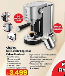 Sinbo SCM 2987 Manuel Espresso Makinesi
