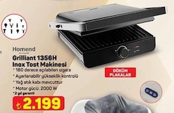 Homend Grillant 1356H 2000 W Inox Tost Makinesi